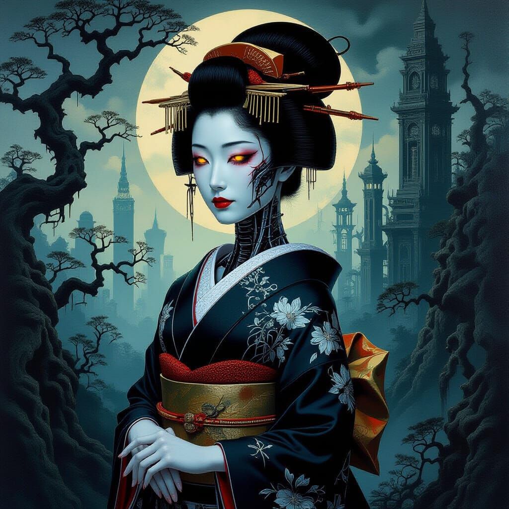 Biomechanical Japanese Woman in Giger Style