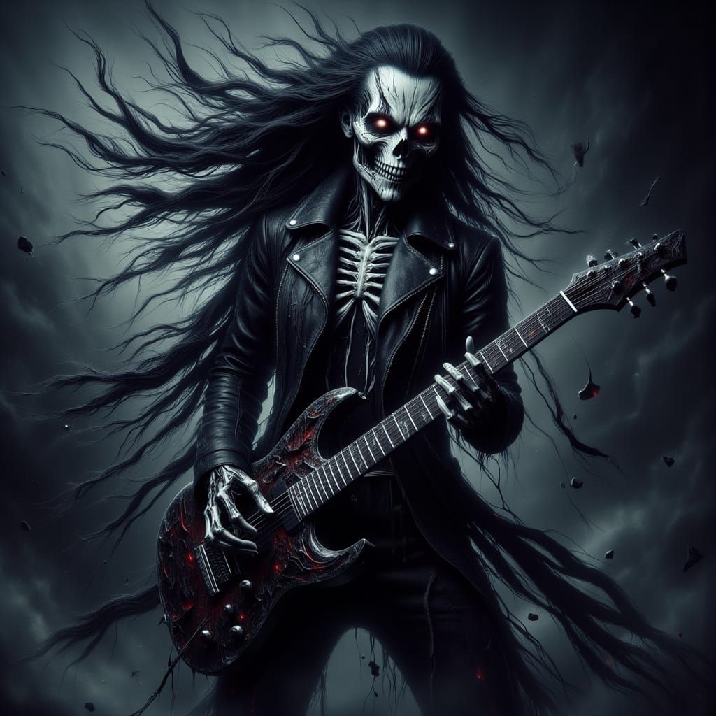 Metal Guitar Hero Skeleton Portrait