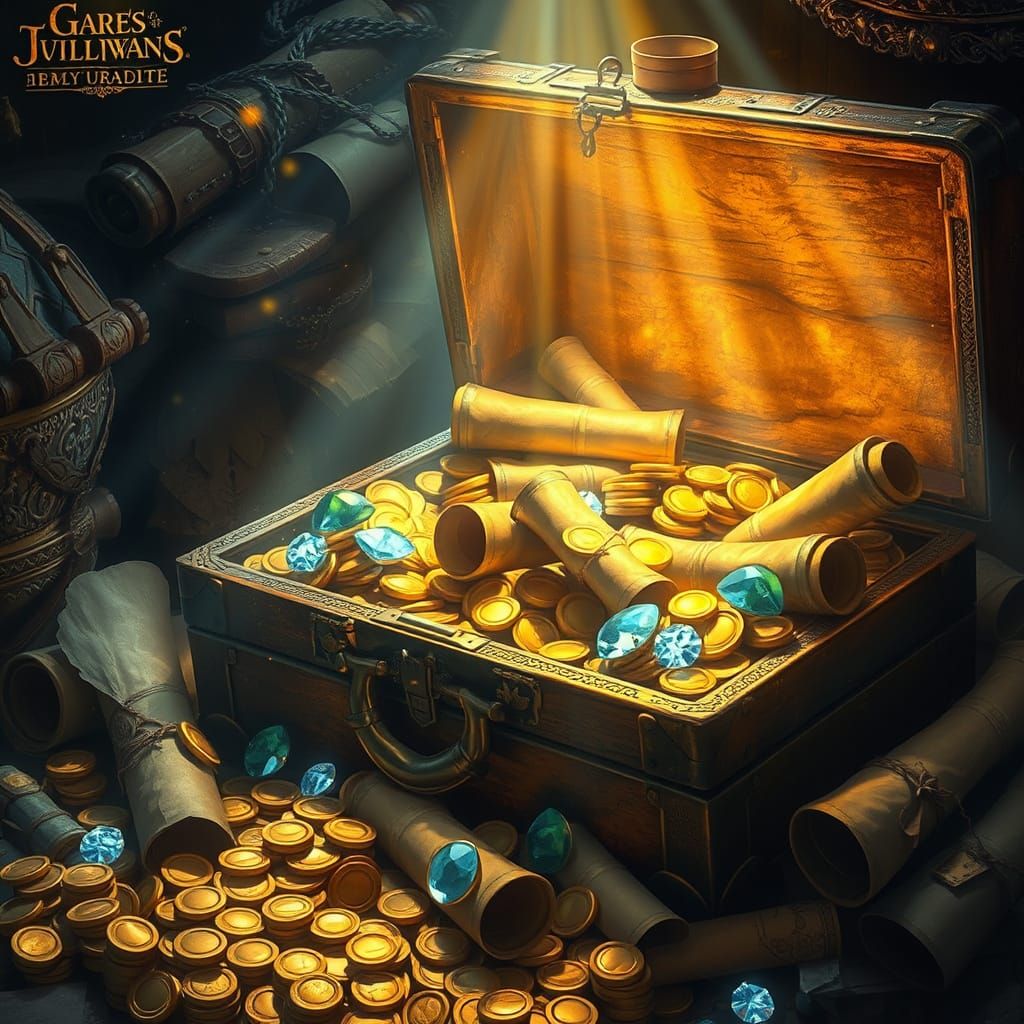 Treasure Chest Overflowing with Gold and Jewels