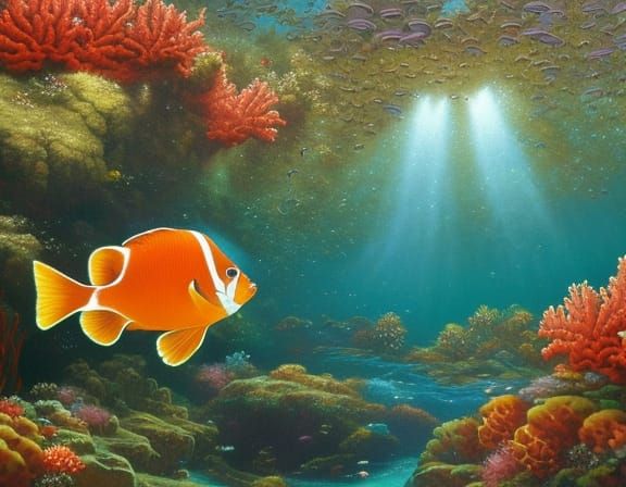 Atlantis Coral Reef Scene in Ethereal Style