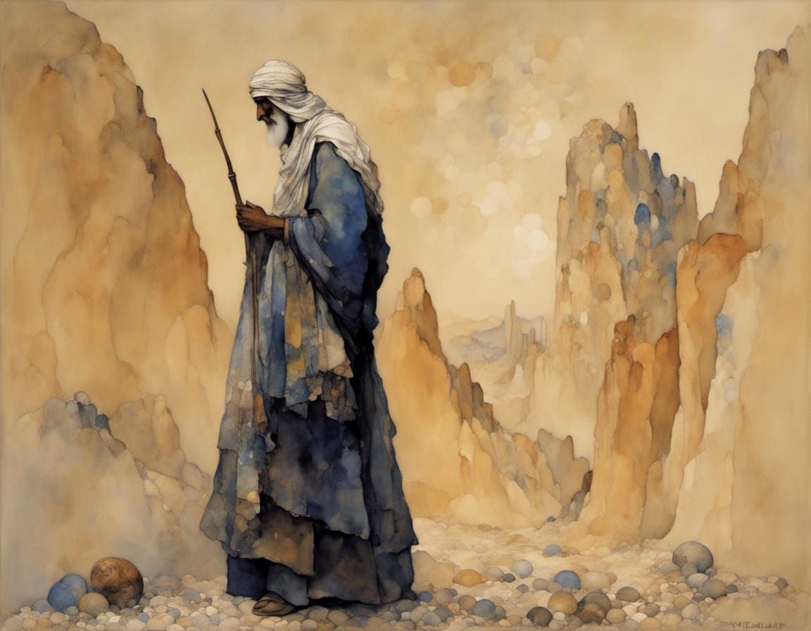 Hermit in Desert Landscape