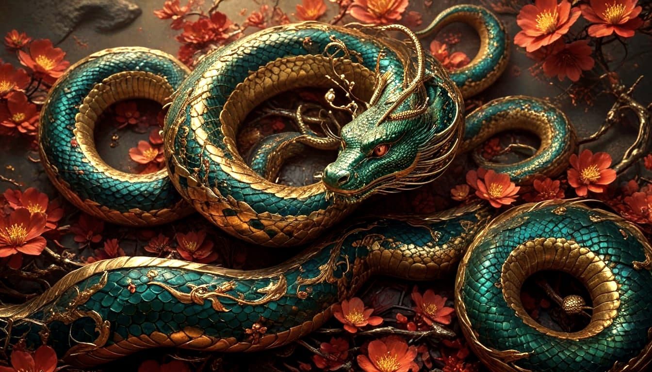 Elegant Chinese Serpent in Celestial Harmony