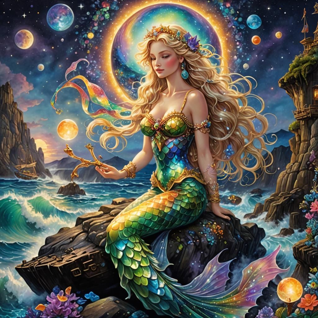 Ethereal Mermaid Siren in Celestial Light