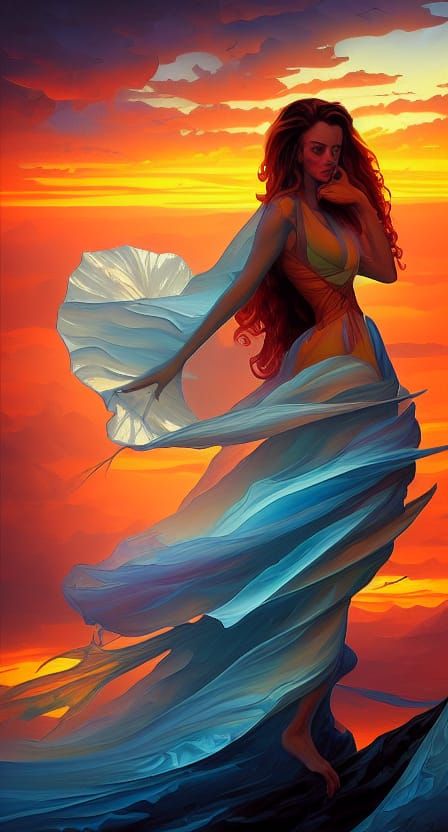 Hyperrealistic Sunset Portrait of a Beautiful Woman