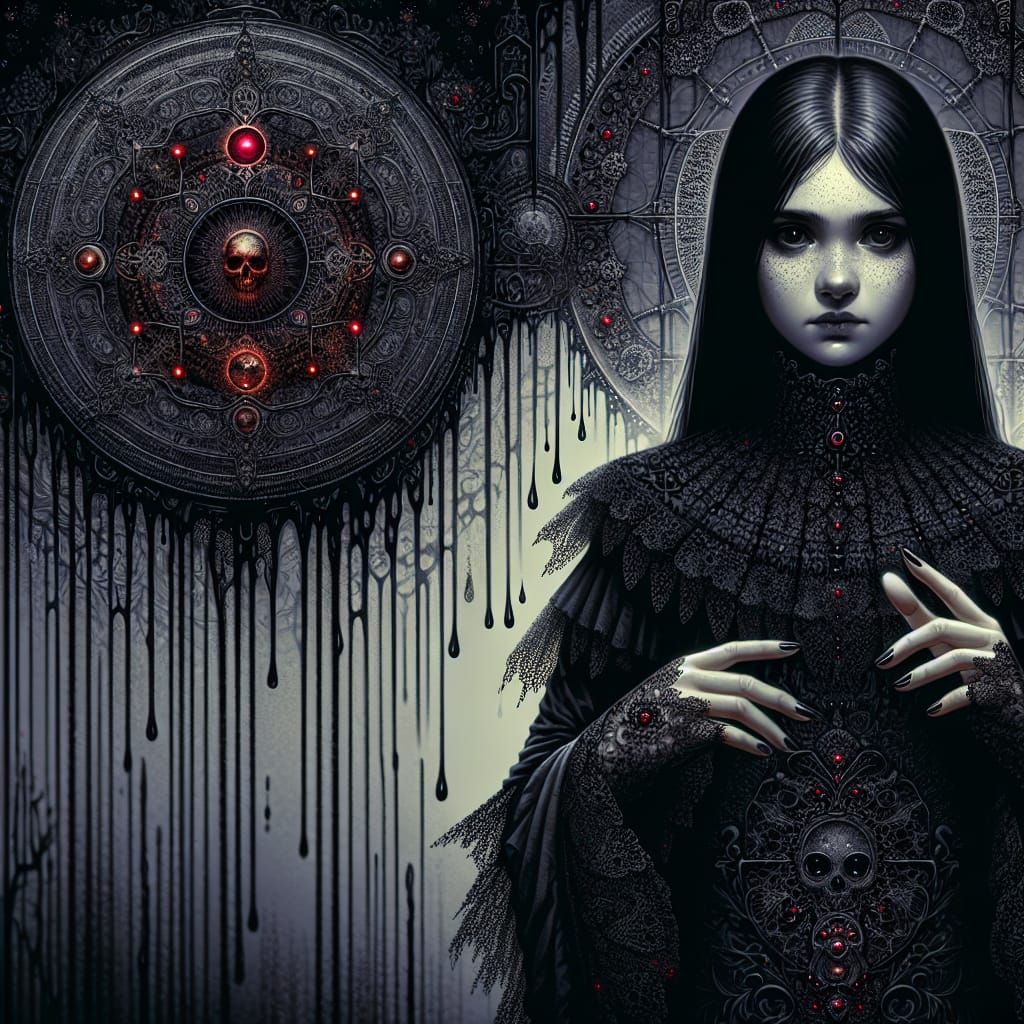 Gothic Girl in Shadowed Setting