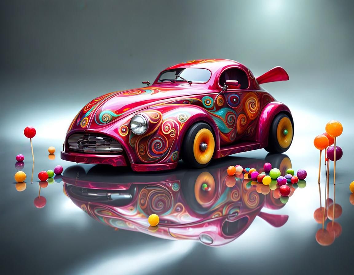 Mobile Candy Shop Offers Lollipop: Whimsical Illustration