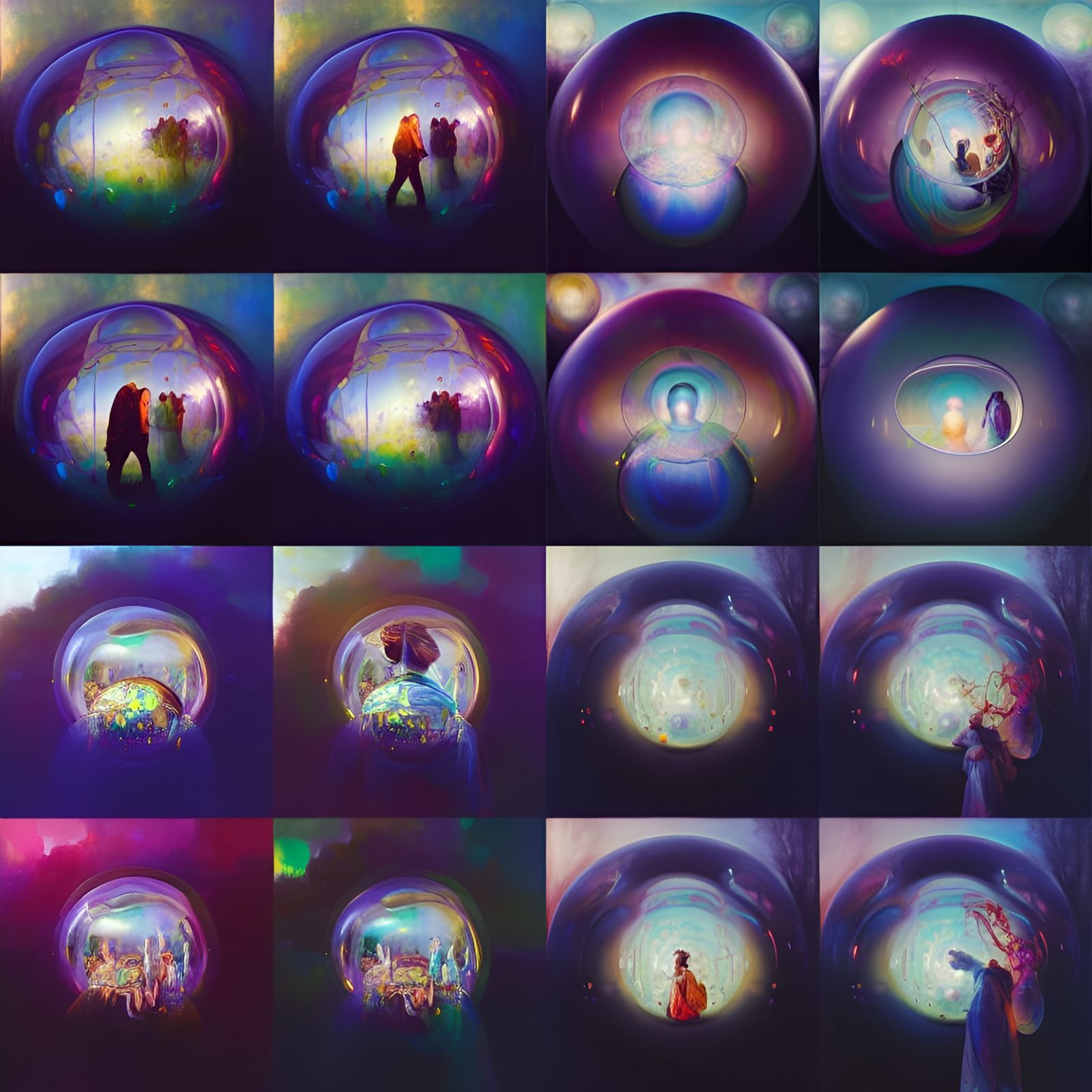 Glowing Glass Bubbles: Hyperdetailed Oil Painting