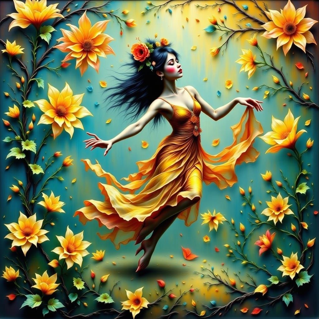 Tiny Dancer Under Flower in Ethereal Style