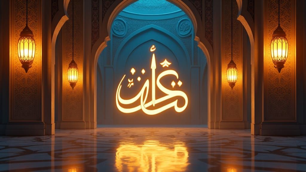 Glowing Lanterns Illuminate Serene Islamic Scene