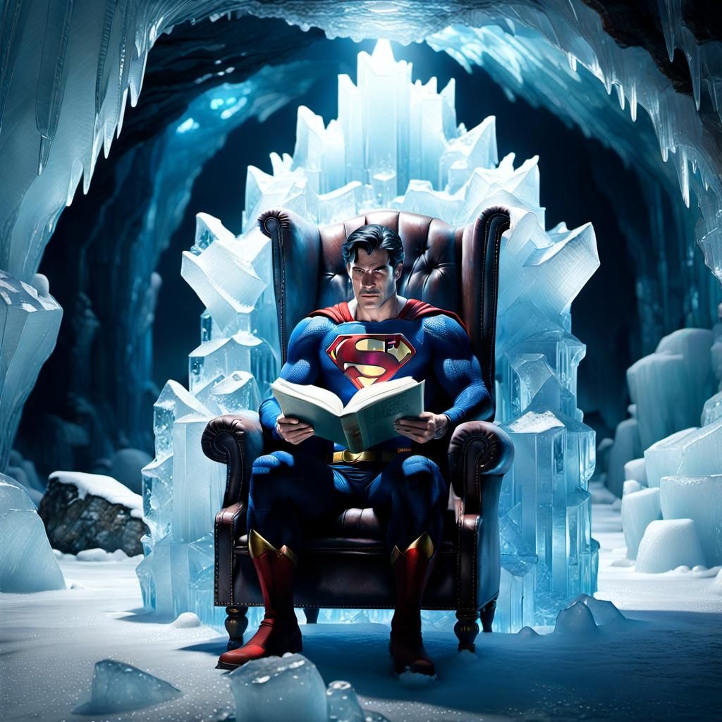 Superman in Fortress of Solitude: Crystalline Ice Cavern