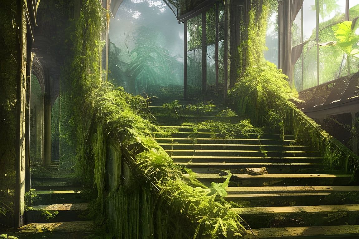 Jungle Ruins: Abandoned Ziggurat in Overgrown Landscape