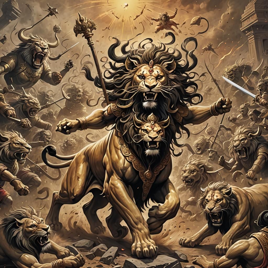 Epic Battle Between Durga and Mahishasura