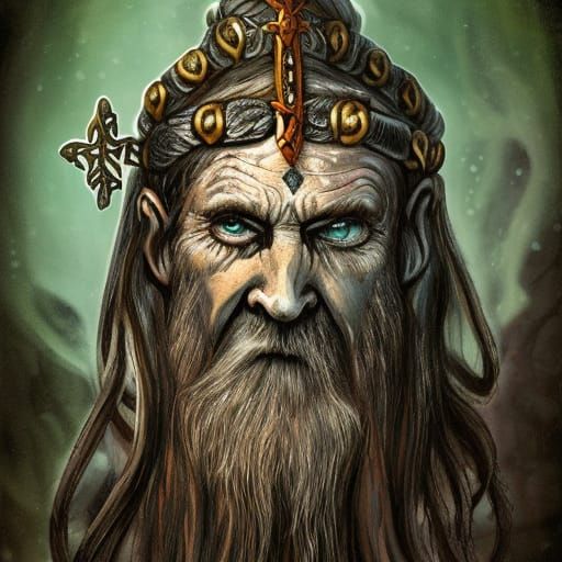 Viking Druid Lich King: Underwater Pagan Portrait