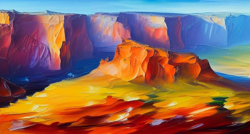 Palette Knife Canyon Landscape Painting
