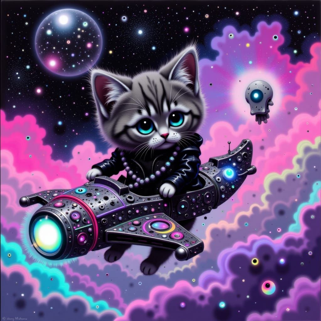 Cosmic Kitty in Celestialpunk Spaceship