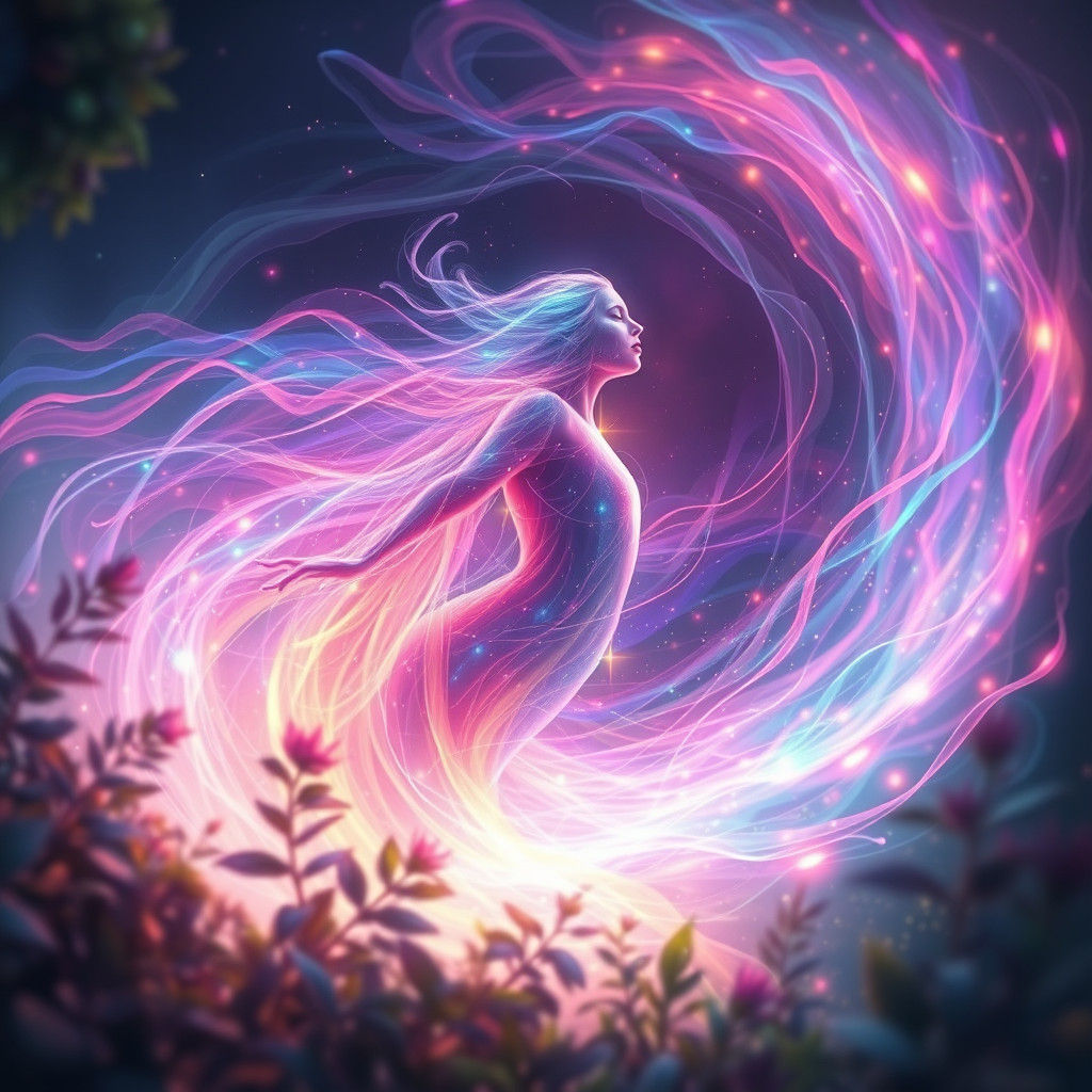 Ethereal Being Evolves in Iridescent Light