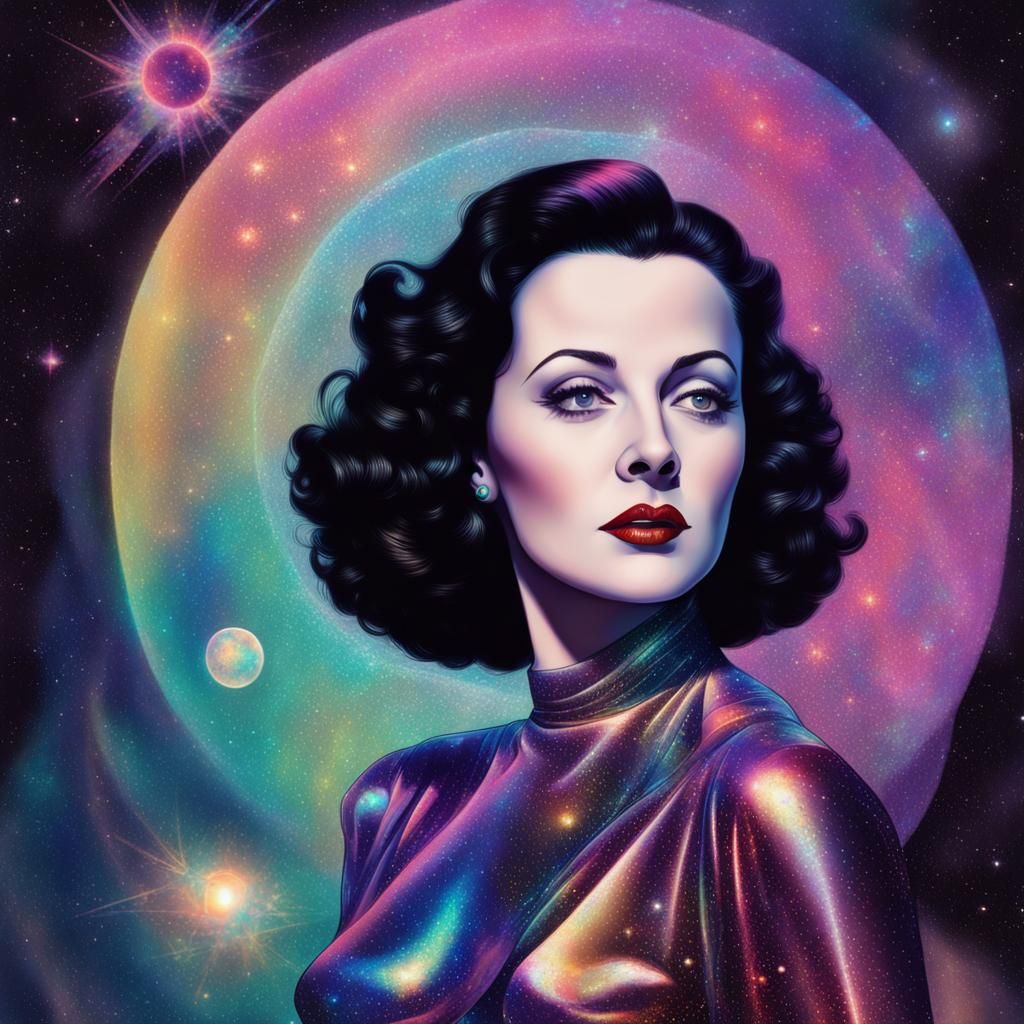 Hedy Lamar: Holographic Astral Cosmic Illustration