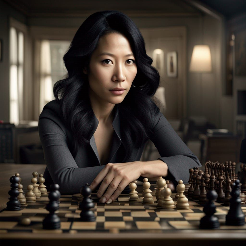 Lucy Liu and Einstein Play 3D Chess