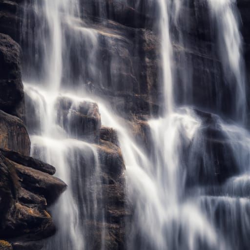 Hyperrealistic Waterfall Scene with Mountains