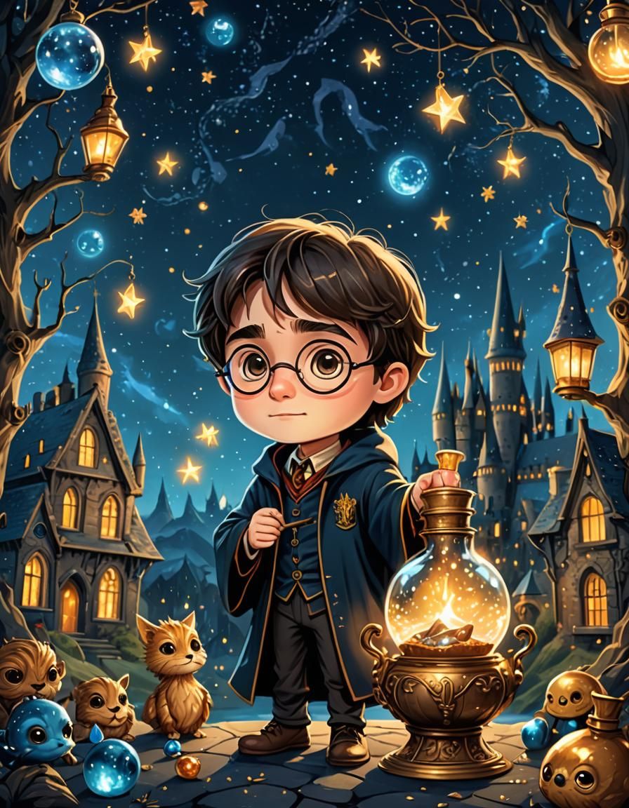 Chibi Harry Potter and the Glowing Potion