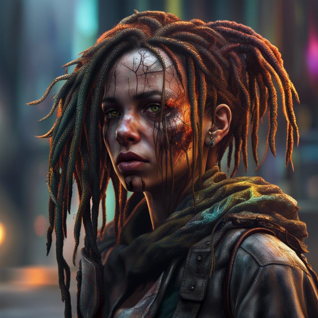 Apocalyptic Survivor with Dreads in Abandoned City