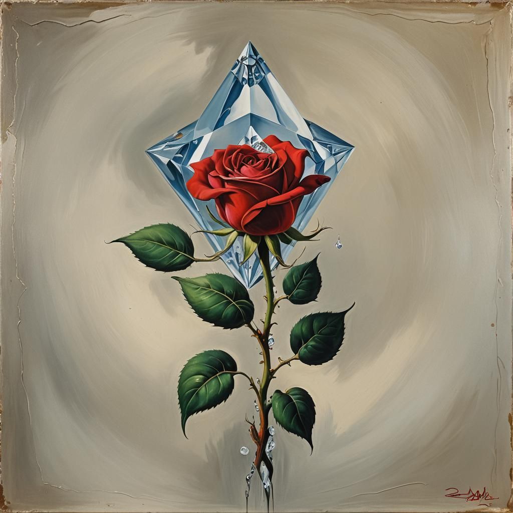 Surreal Diamond Rose in Salvador Dali Style