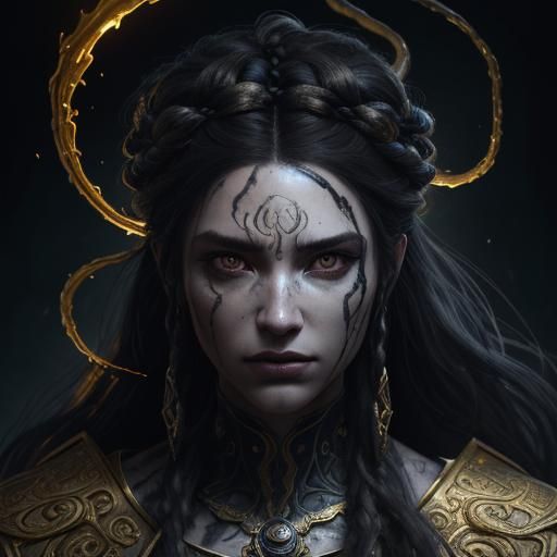 Medusa Portrait with Snakes in Art Nouveau Style