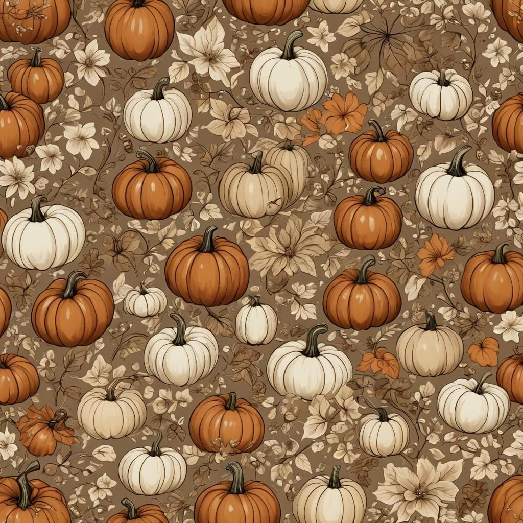 Sepia Pumpkin in Cream and Beige Tones