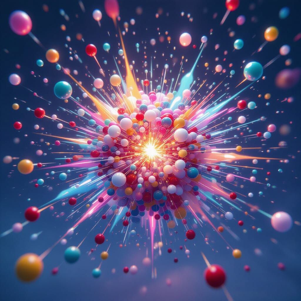 Exploding Beads in Colorful Digital Art Style