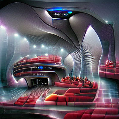 Futuristic Theater Interior with Advanced Technology