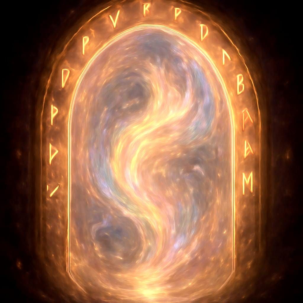 Ethereal Portal with Glowing Runes in Fantasy Art