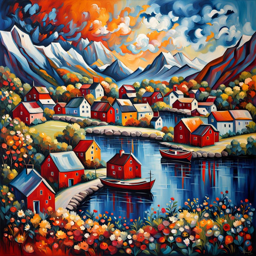 Abstract Expressionist View of Lofoten in Norway