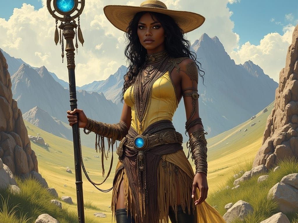 Shoshone Sorceress in Dark Fantasy Style