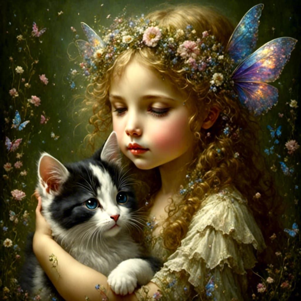 Ethereal Fairy Petting Kitten