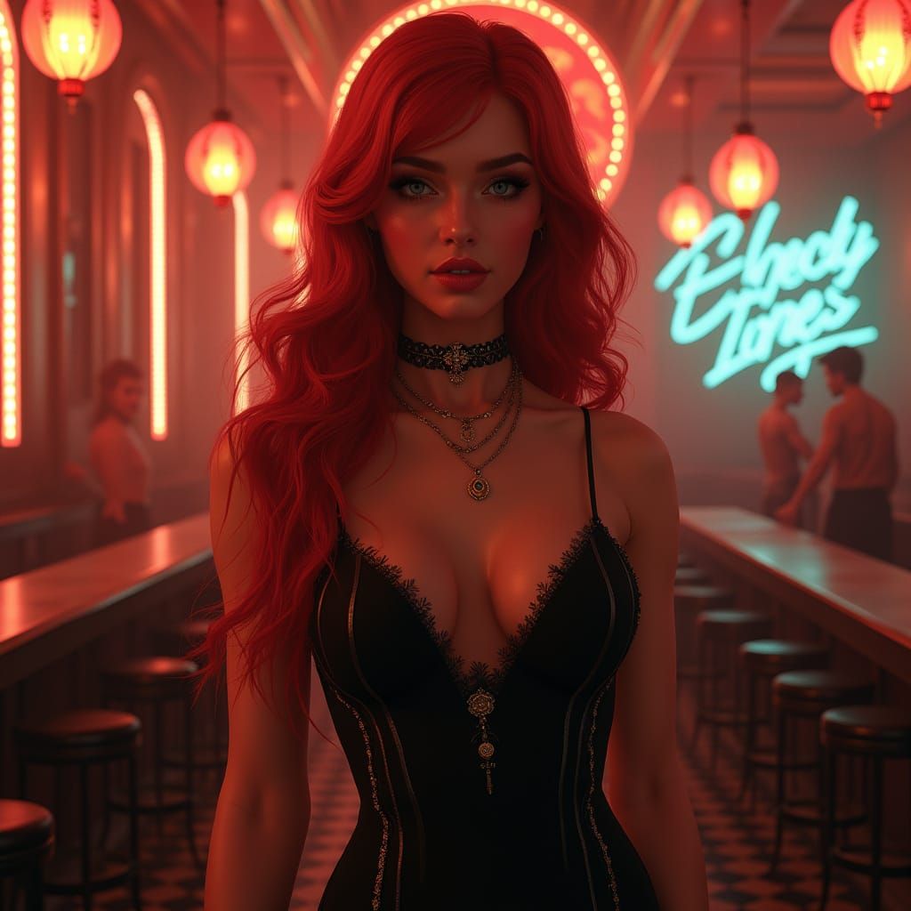 Futuristic Flapper in Roaring Twenties Speakeasy