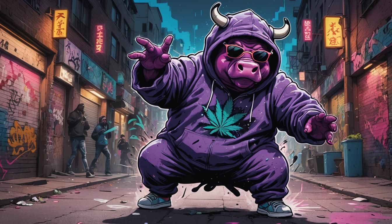 Street Art Cow Does Kung Fu