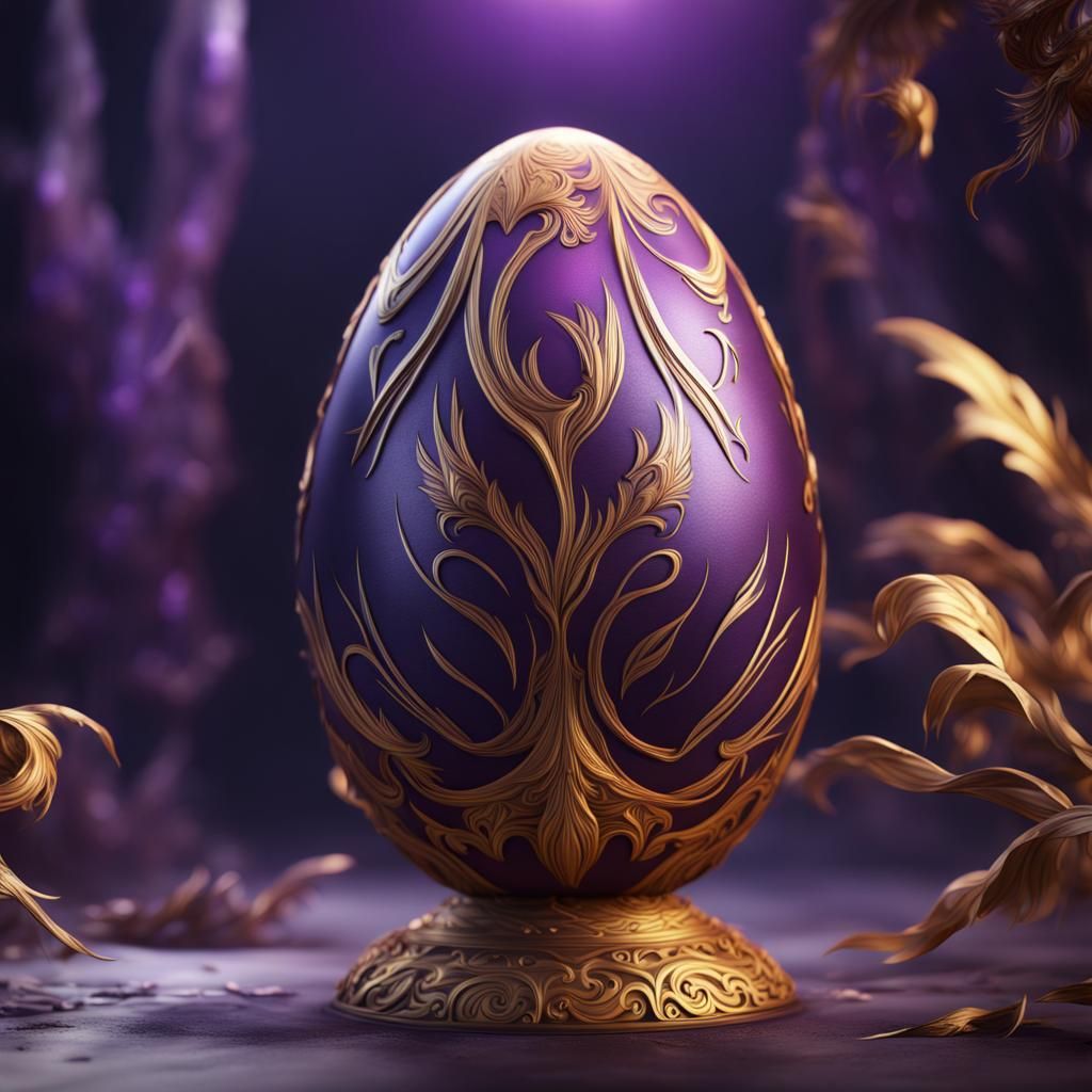 Mystical Purple and Gold Phoenix Egg