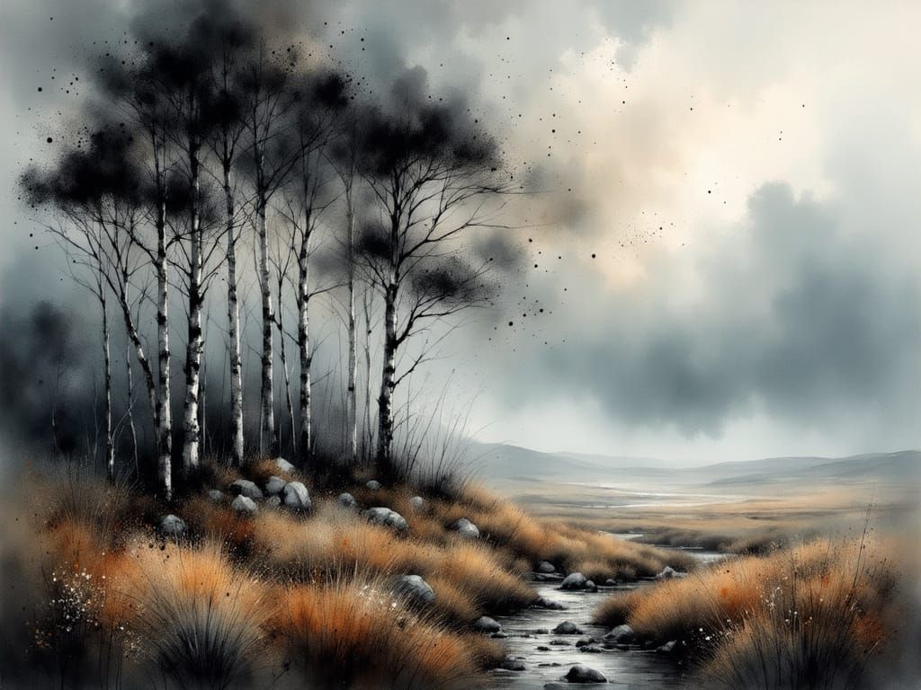 Misty Moorland Stormscape in Charcoal World