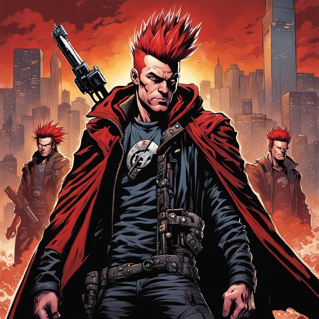 Anarcho-Punk Antihero with Blaster and Mohawk