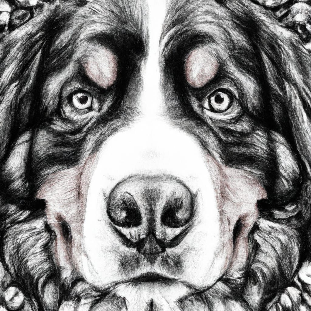 Meditative Bernese Mountain Dog Mandala: Charcoal Drawing
