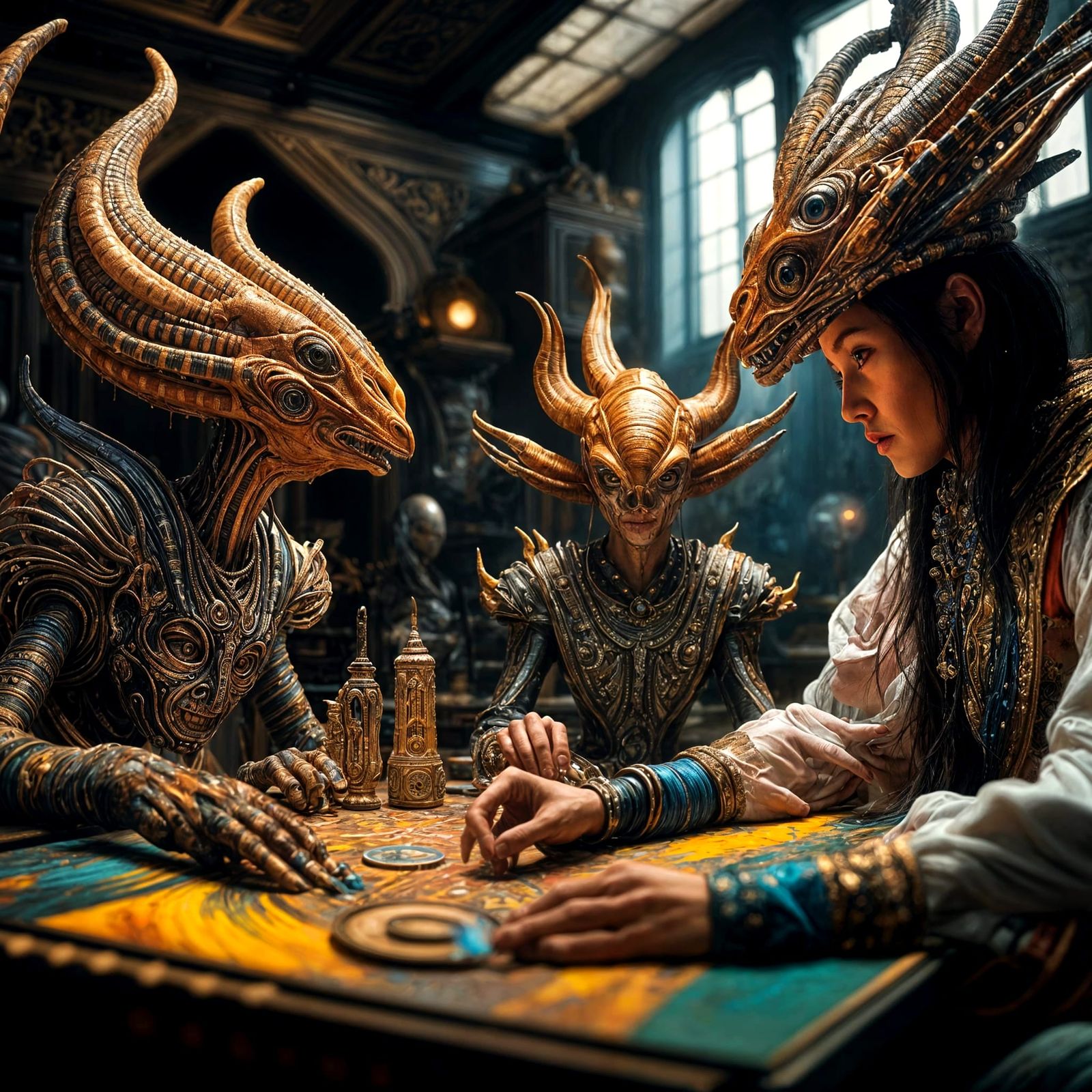 Detailed Abstract Portrait of Beautiful Alien in Bizarre Wor...