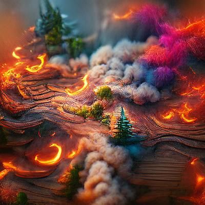 Forest Ablaze: A Fantastical Matte Painting