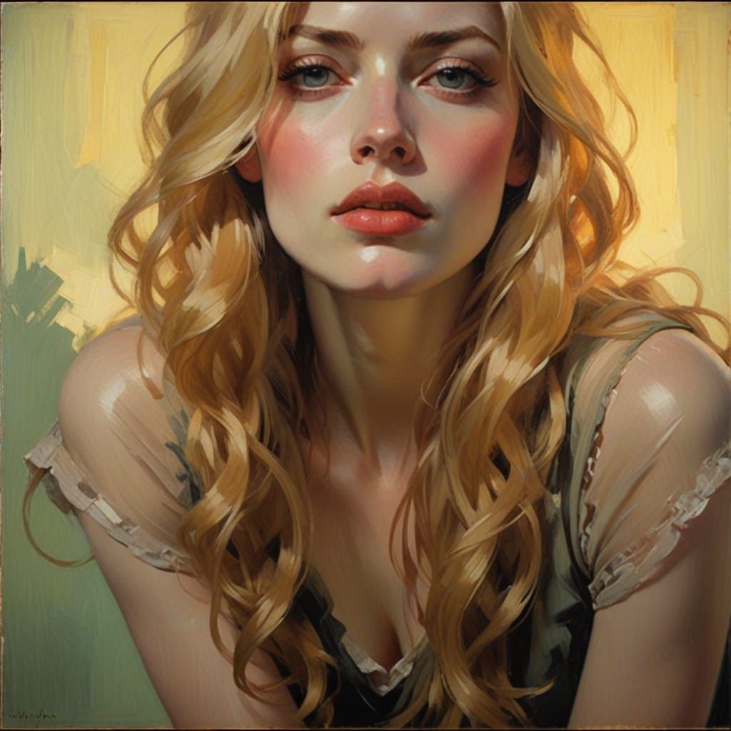 Ethereal Blonde Portrait in Warm, Sunlit Realism