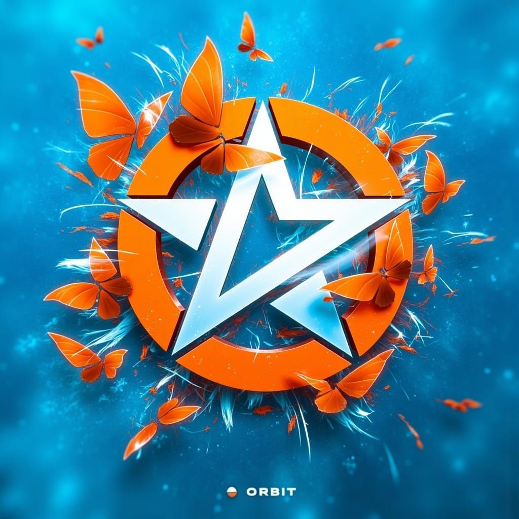Vibrant Orbit Logo with Melting Butterflies in Dynamic Motio...