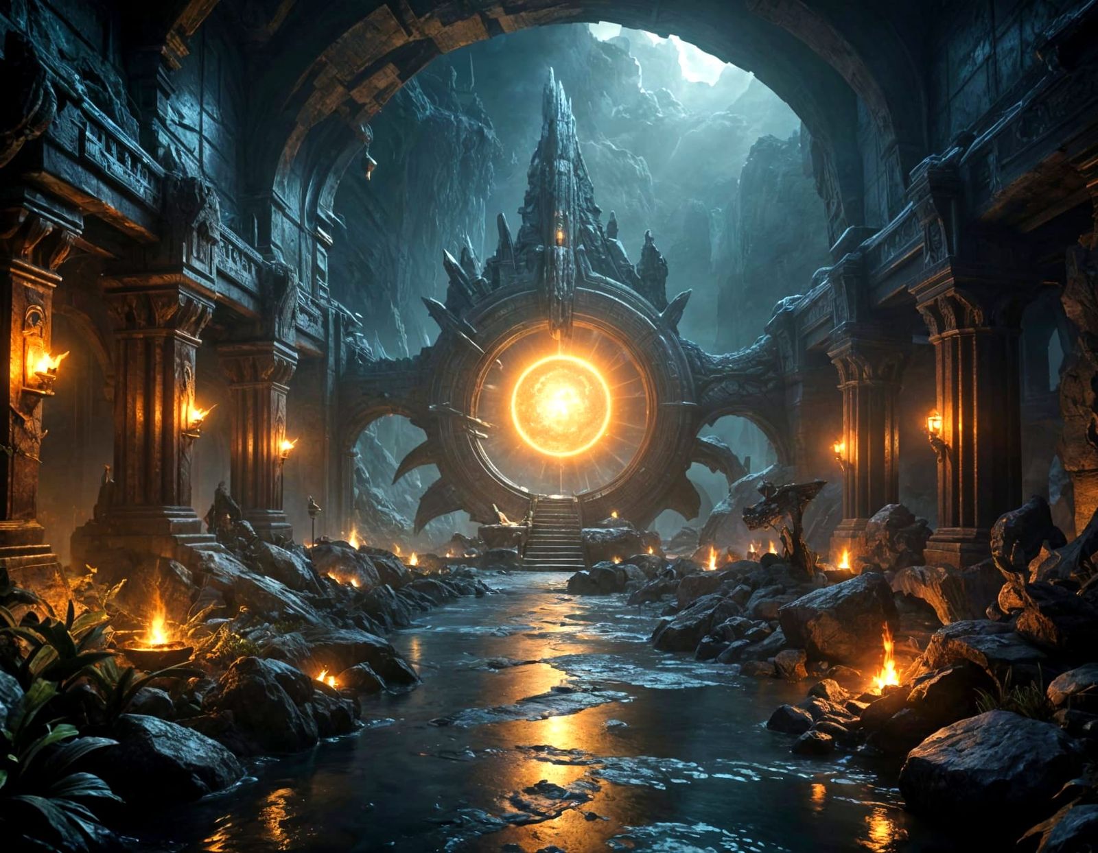 Ethereal Portal to Inner Earth Cityscape