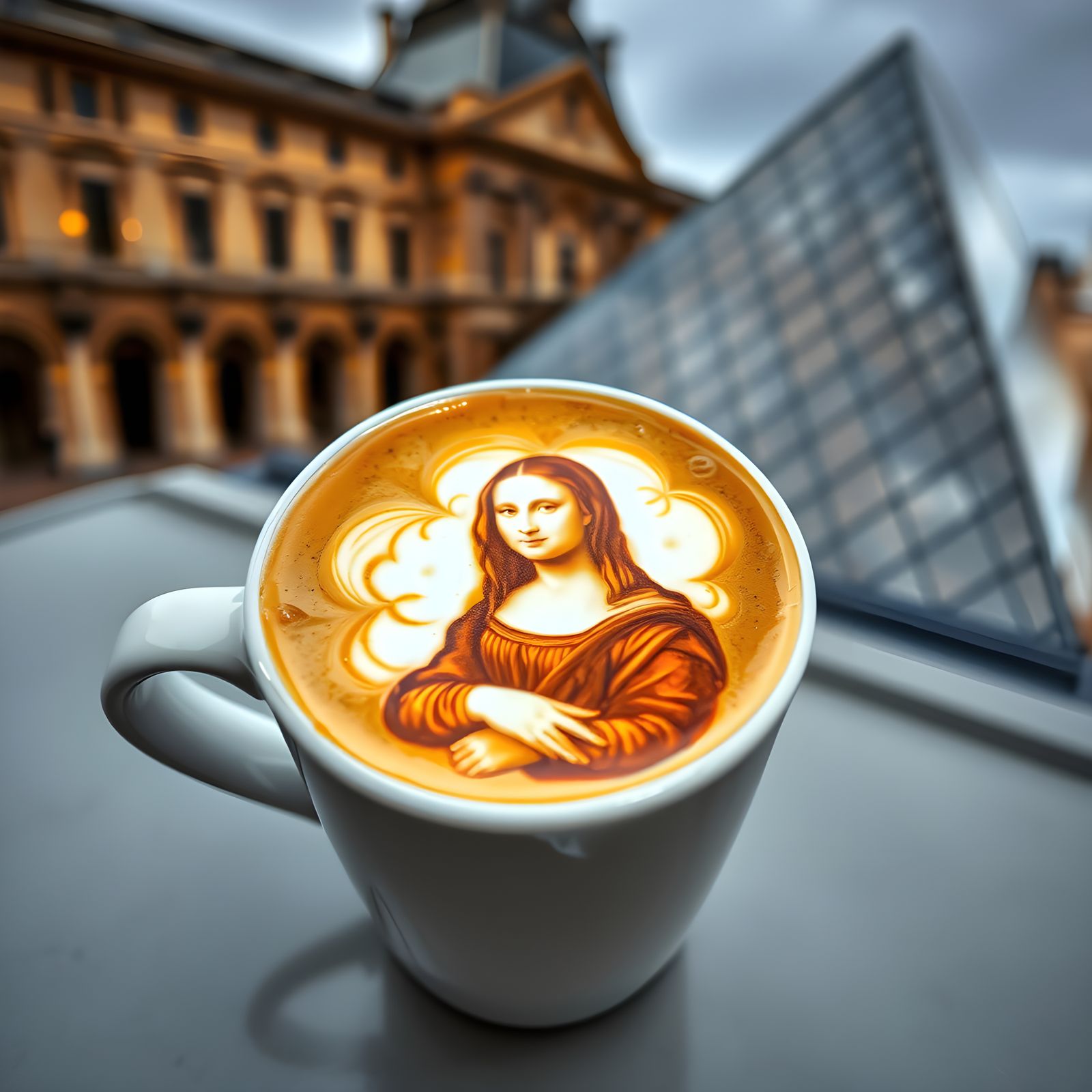 Mona Lisa Latte Art at the Louvre
