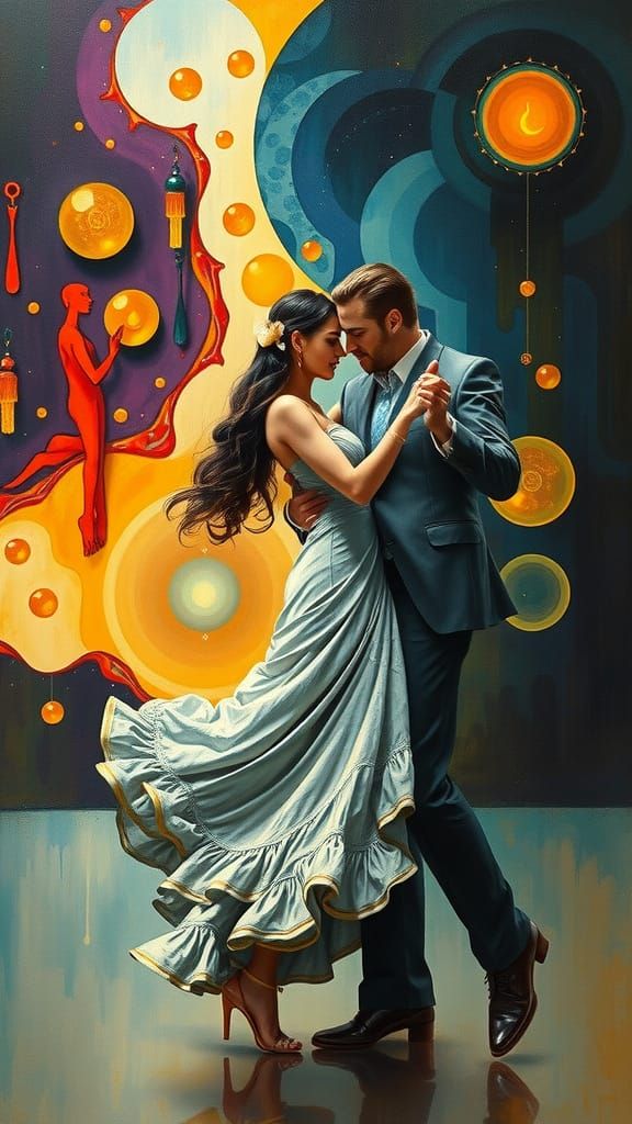 Emotional Soul Dance of a Couple in Surreal Style