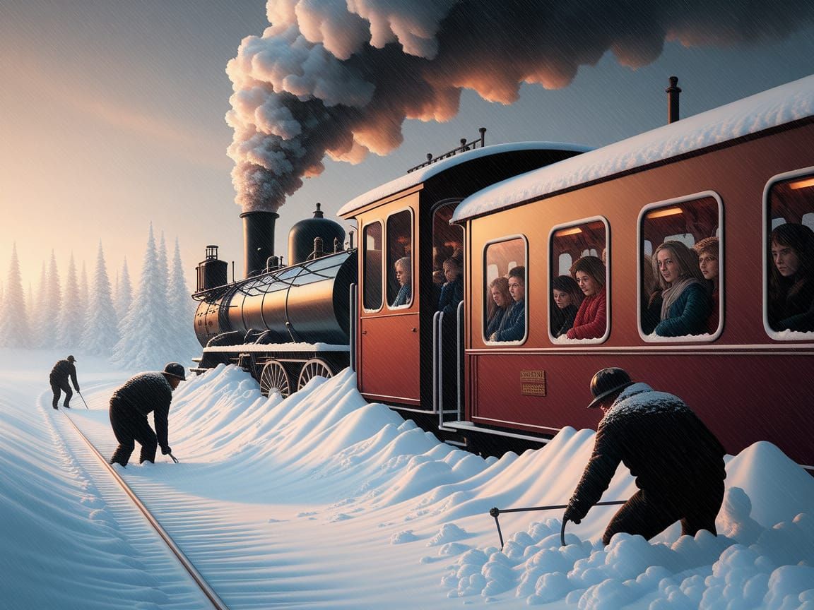 Steam Train stuck in snow