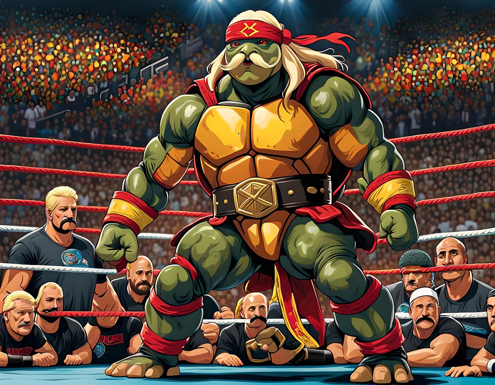 Ninja Turtle as Hulk Hogan in Comic Book Style