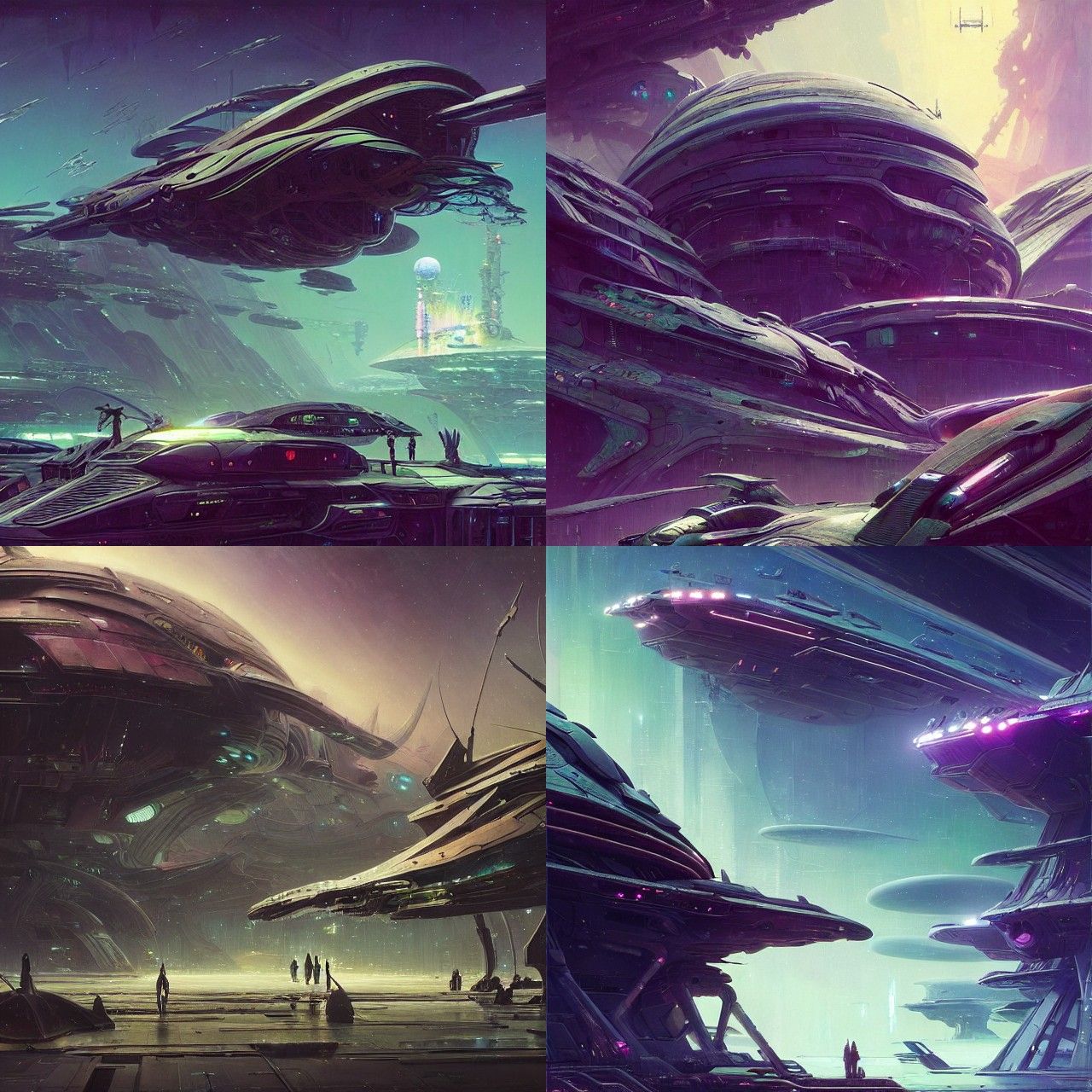 Futuristic Starship Vœ in Galactic Landscape